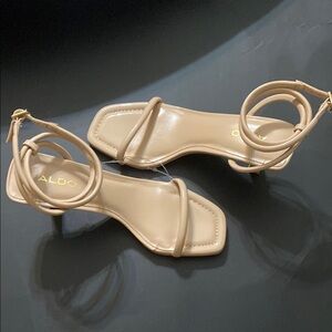 Aldo Tan Heels with Minimalist Ankle Straps, NEW